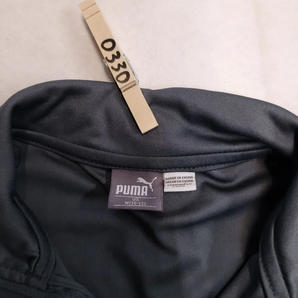 Puma Casual Long Sleeve Zip Collar Sweatshirt Youth Boys Size M Gray Black Red
